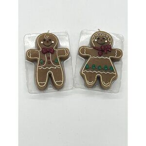 Adorable Little Ginger Bread Boy and Girl Novelty Christmas Candles 5" x 3"